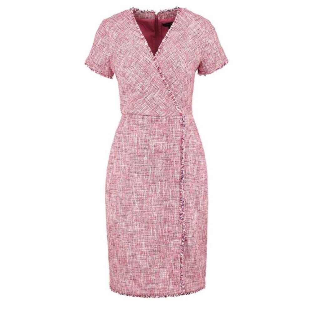 Banana Republic Pink Tweed Midi Dress